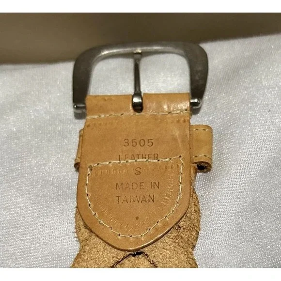 Brown Leather Belt Braided Size Small 2" Wide - Picture 5 of 5